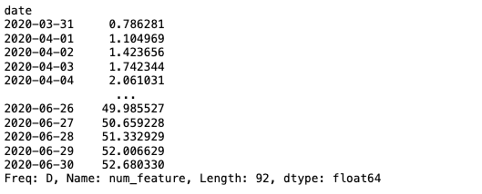 Series of daily resampled (upsampled) values (Image by the author)